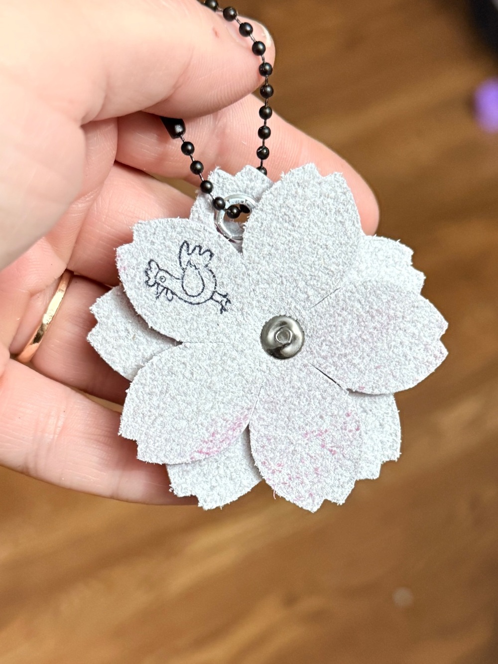 Handmade Hand-Dyed Floral Bag Charm - Picture 3 of 3